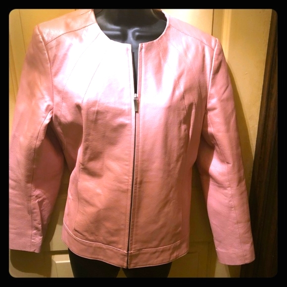 Pink pearl Real Leather blazer! See new photos - Picture 1 of 8